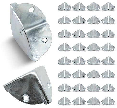 DOJA Barcelona | Metall-Kantenschutz | 32er Pack | Eckenschutz | 36x36x36mm | Zink verzinkt | für Baby-Eckschützer, Möbel-Kantenschutz, Tisch-Eckbeschlag, Box, Tischkantenschutz Baby, Winkelprofil