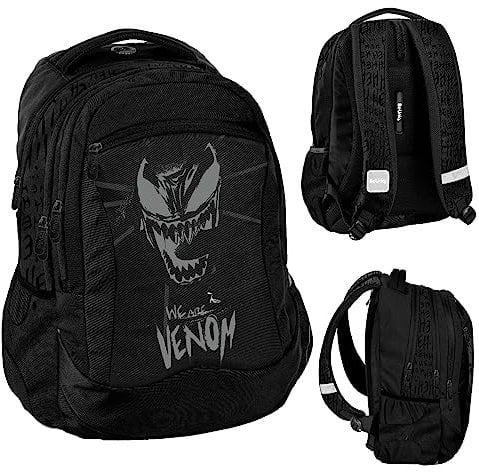 Paso Venom Backpack Black School Bag Backpack, Black., L, Black