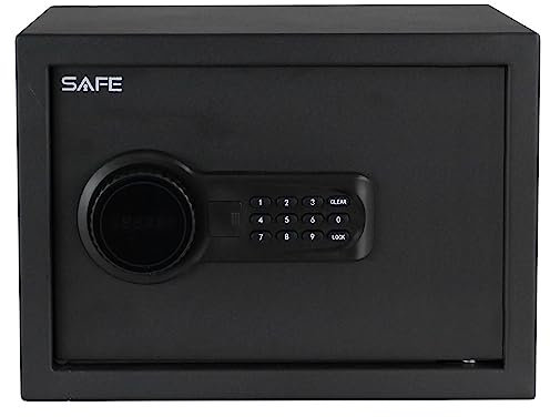 Safe - Cassaforte a mobile in acciaio nere | Taglio: laser 3D antisfondamento | Struttura monolitica | Fori di ancoraggio: a muro e a pavimento (2+2) | TASTIERA a membrana con 12 tasti (350x250x250)