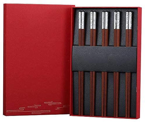 DOOKAA Bacchette Sushi Acciaio Bacchette Cinesi Acciaio Set di Bacchette Antiscivolo monouso riutilizzabili da 25 cm per Uso Domestico lucidate a manobacchette Cinesi(Color:2,Size:)