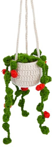 HOBBIESAY 1Pc Lovely Potted Plant Car Pendant Wool Crochet Plant Hanging Ornament Dark Sea Green Virant Plant Ornament Driving Plant Hanging Decor for Rear Mirror Accessories