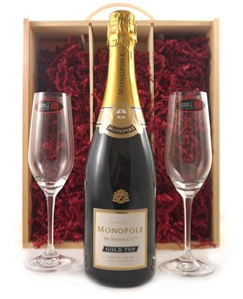 2018 Heidsieck & Co Monopole Gold Top Champagne 2018 with Two Riedel Champagne Flutes