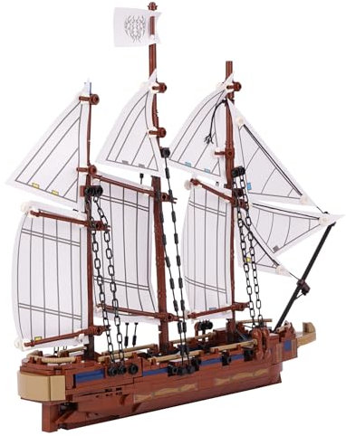 Oichy Schiffsbausteine Abenteuerlicher Schoner Segelboot Bauspielzeug Erkunden Sie Yacht-Steinsätze Geschenke für Kinder und Erwachsene (637 Stück)