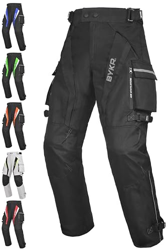 Pantaloni da moto per uomo e donna, corazzati, in cordura, enduro, ATV, dual sport, motocross, cargo, lavoro, touring, Nero, 32-40