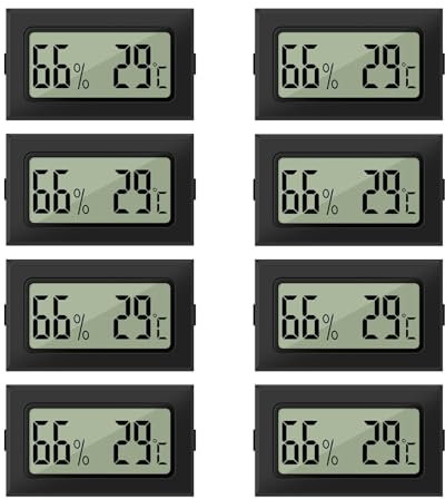 LYCXAMES Thermometer Hygrometer, 8pcs Mini LCD Digital Hygrometer Thermometer, 2in1 Innen Außenfeuchtemessgerät Temperaturmesser, Thermo Hygrometer für Gewächshaus Keller