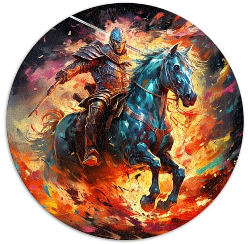 1000-teiliges Puzzle, Ritter, farbenfrohes, rundes Puzzle, für Erwachsene und Kinder, Puzzle aus Pappe, Lernspiel, herausforderndes Spielzeug, Größe: 67,5 x 67,5 cm