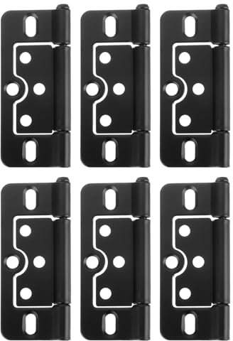 sourcing map 6Pcs 3x1.4 Inch Door Hinges Non-Mortise No Noise Bifold Door Hinges for Cabinet Furniture Window Wardrobe Electrophoresis, Black