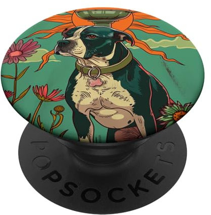 Tarotkarte Stil Retro Art Floral American Bully Dog PopSockets mit austauschbarem PopGrip