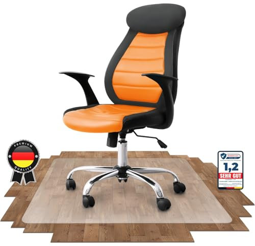 SCHUTZ-FUX Bodenschutzmatte - Robuste Bürostuhlunterlage für Hartböden, rutschfest und Einfach zu Reinigen, Verschiedene Größen - Made in Germany (75x120cm)