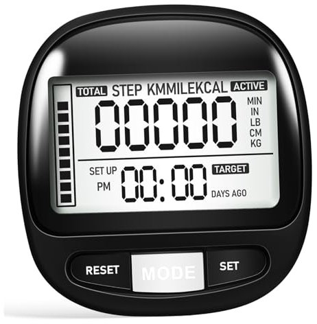 BESPORTBLE 3d Step Counter Pedometer Clip-on Portable Digital Pedometer for Fitness Accurate Step Tracking Lightweight Plastic Black 50x53x26mm for Seniors and Walking