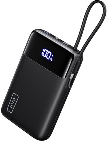 INIU 45W Batterie Externe, 20000mAh Mini Power Bank avec USB C Câbles Intégrés, Ordinateur Portable Batterie, Charge Rapide Powerbank pour iPhone 16 15 14 13 Samsung Xiaomi Macbook iPad, Voyage Bureau