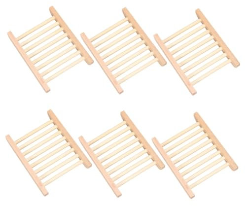 SHOWERORO 6piezas Jabonera De Madera Escurridor Diseño De Drenaje Mejorado para Ducha Baño