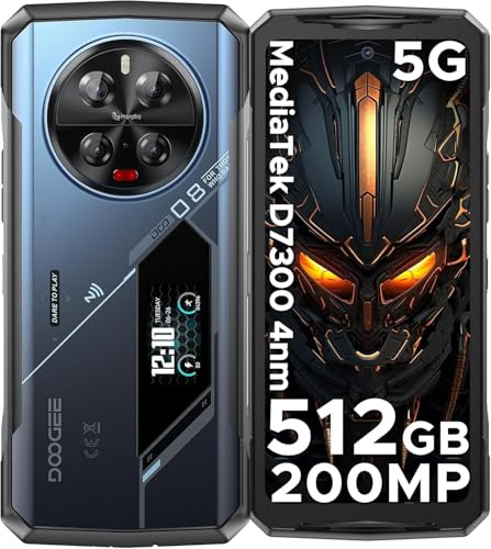 DOOGEE V40 Pro 5G Rugged Mobile Phone, 36 GB RAM + 512 GB ROM, Android 14, 17,8 cm (6,7 Zoll) Full-HD-Display + 1,4-Zoll-Display, 8,680 mAh, KI-Kamera mit 200 MP, NFC/WLAN 6 (Blau)
