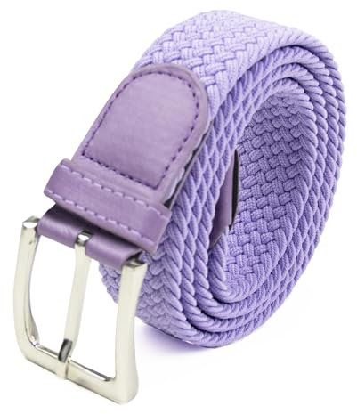 Glamexx24 Cintura elastica unisex in tessuto intrecciato, cintura elastica elastica per uomo e donna, Lilla, 100 cm