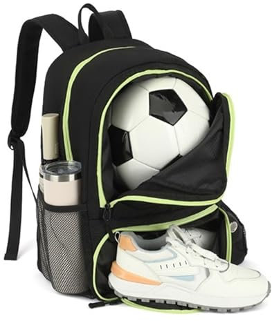 Szukastai Fußball Rucksack, Basketball Rucksack mit Ballfach & Schuhfach Leicht Sportrucksack Wasserfest Sportausrüstungstasche für Fußball, Volleyball, Basketball
