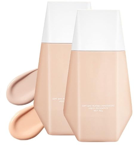 Leichte, Makellose Und Langanhaltende Flüssig-Foundation,Feuchtigkeitsspendende, Leichte Und Matte Foundation, Natürliches, Strahlendes Finish, Mittlere Deckkraft (01#+02#)