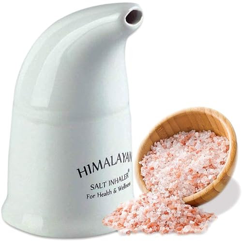 Inhalador de sal portátil con cámara de cerámica y cristales de sal naturales diseño ligero para uso doméstico. (Blanco)