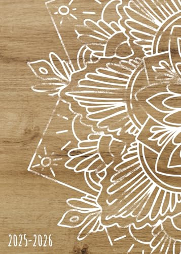 Bullet Agenda 2025-2026 – Mandala Zen: Semainier (1 semaine sur 2 pages) | Format moyen - A5 | 15x21 cm | Intérieur N&B | Bullet journal | To do list | Lignes et heures | Nature