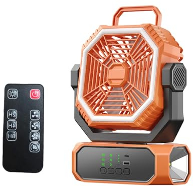 TAZIZI Ventilatore nebulizzatore portatile, 20000 mAh, a batteria, con luce LED e telecomandi, oscillazione automatica, ventilatore da tavolo per interni ed esterni