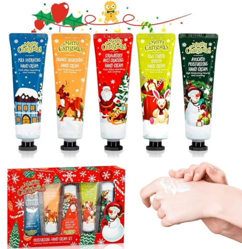 Handcremes Set,Weihnachts Handcreme Geschenkset,5 Stück Mini Handcreme Geschenkset,Handpflegecreme für sehr trockene rissige Hände,Geburtstagsgeschenk für Frauen/Mama Geschenk