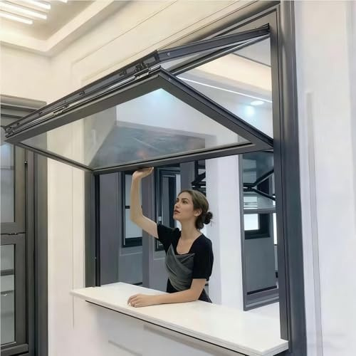 Ventana de Ventilación Ventana Corrediza Plegable para Food Trucks, Ventanas para Puestos de Comida, Ventanas para Exteriores para Puestos de Venta(1000x1000mm(39x39in))