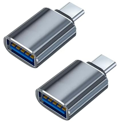 ROHMERIQUE 2 Pack USB-C to USB 3.2 Adapter, 10Gbps Type-C Male to USB-A Female Aluminum Converter, High-Speed Data Transfer, Durable Compact USB-C Adapter for Laptops, Smartphones, Tablets