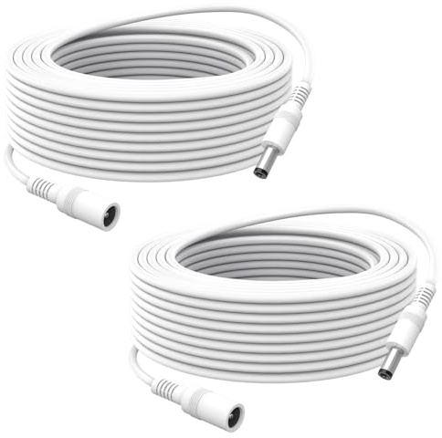 2-Pack 5M DC Power Extension Cable, 5.5mm x 2.1mm Male to Female Compatible with CCTV Camera, Tapo Camera, LED Strip, Router - DC Power Cord & Tapo Extension Lead