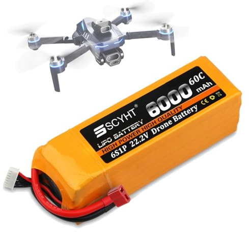 SSCYHT Lithium-Akku 22,2 V 6S Lipo-Akku 6000 mAh 8000 mAh 6500 mAh Ersatzakkus 22,2 V Drohnenakkus mit XH-6S-Anschluss für 100 W - 180 W Motoren,22.2v6000mah t Plug