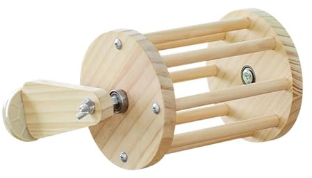 Fzaqwen Drehbarer Heuraufe Aus Holz für Kaninchen, Eichhörnchen, Frettchen Und