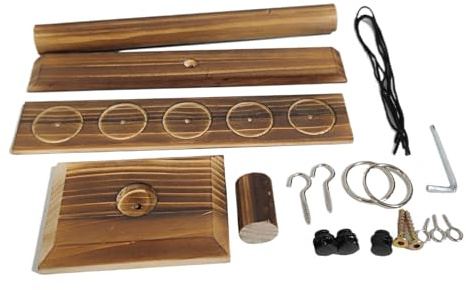 YIXANNX 19 teiliges multifunktionales Ringwurfspiel, handgefertigt aus Holz, lustiges Haken und Ringspiel für Erwachsene, Leiter, einfach zusammenzubauen