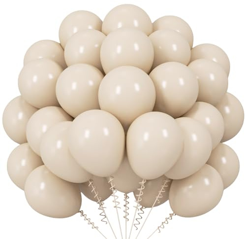 Luftballons Sand Weiß, 62 Stück Luftballons Geburtstag Beige