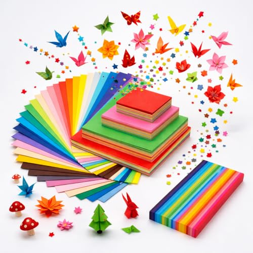 1750 Blatt Origami papier set,Mit papierstreifen für sterne,7/10/15/20 cm | buntes papier In 20 Farben, Buntes papier a4, Bastelpapier doppelseitiges for DIY Handarbeit Und Dekoration Zu Hause.