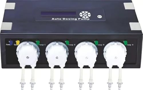 HAPPET DP4 Pompe doseuse automatique pour aquarium, pompe d'engrais et de sel à quatre têtes programmable pour réservoir noir, 7,5 W