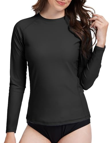 MEETWEE kurz & Langarm Damen Surf Rash Guard Sonnenschutz Badeanzug UV-Schutz Shirt UPF 50+ Kurzarm Badeoberteil Schnell trocknendes Schwimm-Sonnenschutzshirt für Wassersport