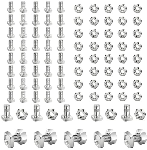50 Set Greenhouse Bolts and Nuts M6x12MM Greenhouse Nuts and Bolts | Square Head Aluminium Hex Nuts and Square Head Bolts Repair Kit Parts for Greenhouse Garden Building Maintenance Repairs
