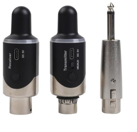 Kivivaka Kabelloser Mikrofon-UHF-XLR-Adapter für DSLR-Kamera-Gitarren-Mixer – kabelloser dynamischer Mikrofonkonverter mit 50 m Übertragungsreichweite