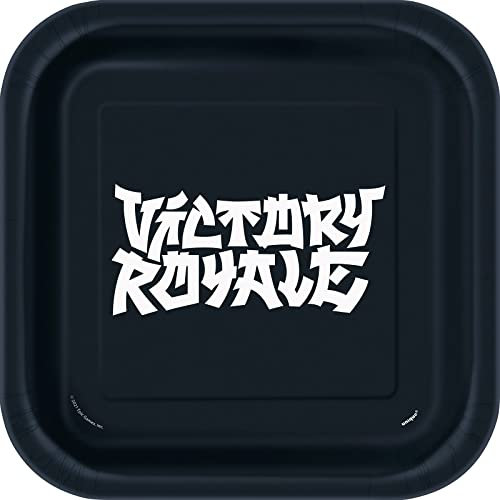 Fortnite 24675 Square Paper Plates-23 cm Party-Pack of 8, Black, 23cm