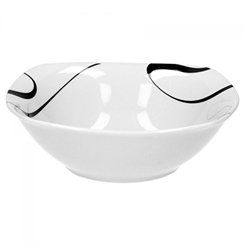 Van Well Galaxy Müslischale, Suppenschale, kleine Schale, Ø 14,3 cm, 300 ml, Liniendekor, edles Marken-Porzellan