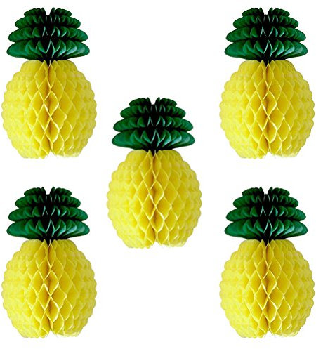 BESTOYARD 5 stücke Ananas Wabenball Papier Hängedeko für Luau Hawaii Sommer Party 20 cm