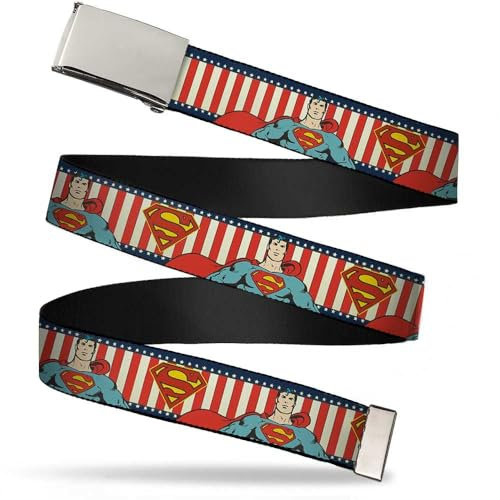 Buckle-Down Herren Web Belt Superman 1.25 Gürtel, Mehrfarbig, 3 cm Breit-107 cm hosengröße