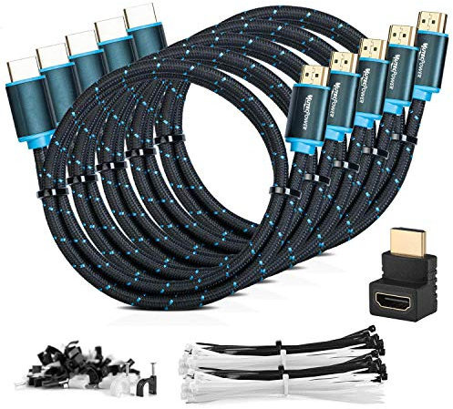 MutecPower 5 PACK 1m Cavo HDMI 2.0 - Alta velocità con Ethernet 4Kx2K/60HZ Ultra HD 2160p / Full HD 1080p - 3D/ARC/CEC - Cavo triplo schermato - Nero 1 metri