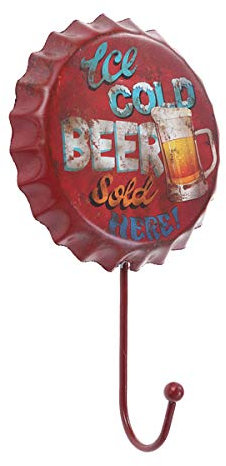 VOSAREA Wandhaken Vintage Eisen Kronkorken Form Blechschilder Oktoberfest Wand (Cold Beer)