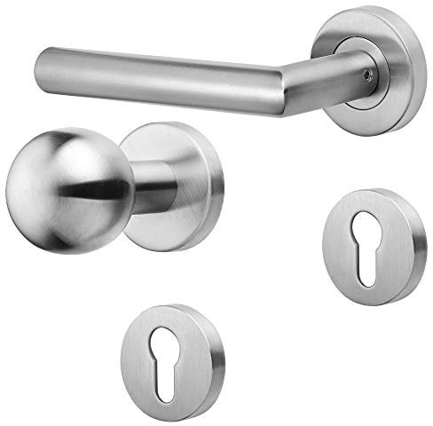 ck-tuerbeschlaege Drückergarnitur New Orleans | Gebrauchskategorie 4 gem. DIN EN 1906 | V2A Edelstahl matt | WE DIN L Kugel