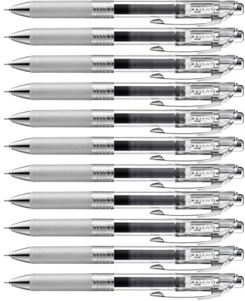 Pentel Energel Pure BLN75TL-AX Gel-Tintenroller, Schwarz, 0, 25 mm Strichstärke, Nadelspitze, Druckmechanik, nachfüllbar