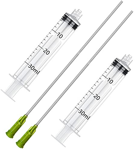 30ml Syringe with Long Tip-14Ga x 7”- Blunt Tip and Luer Lock, Great for Measuring and Refilling