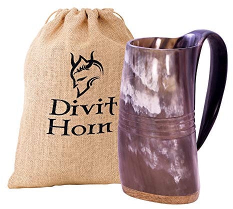 Chope à Boire de Style Viking Divit | Authentique chope en Corne de bière médiévale | Capacité de 700 ML (24 oz) | Coupe en Corne de la Plus Haute qualité (Eternal, Polished)