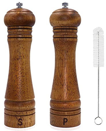 Macina Sale Pepe Legno Macina Pepe e Macina Sale Manuale con Grinder Regolabile in Ceramica - 8 Pollici