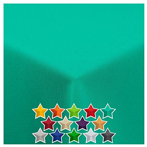 StoffTex Tischdecke I Tischläufer I Tischtuch I Tischwäsche I Dauerhaft Kratzfest I Tischdekoration aus Polyester für Wohnzimmer, Esszimmer, Balkon, Garten (Türkis, 120cm Rund)