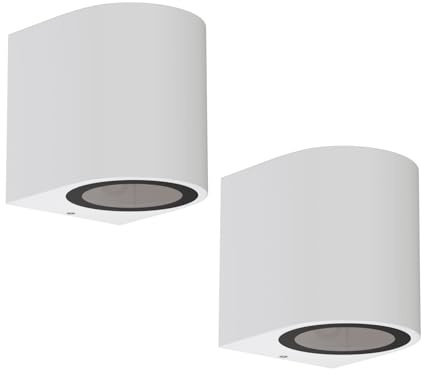 ledscom.de 2x Wandleuchte ALSE Downlight für außen, weiß, Aluminium, rund, inkl. Smart Home RGBW GU10 LED Lampe, 5,5W, 473lm