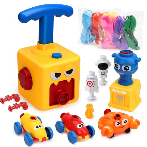 FUNWISH Balloon Launcher Car Toy Set,Balloon Powered Car for Kids Boys Girls 3+ and Classroom,Party Supplies Balloon Pump,Balloon Power Car.(10PCS+24PCS Balloon)